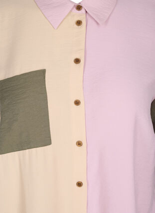 Colour-block shirt in viscose mixture, Pink Blocking, Packshot image number 3