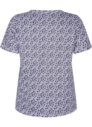 Floral cotton t-shirt with v-neck, Night Sky AOP, Packshot image number 1