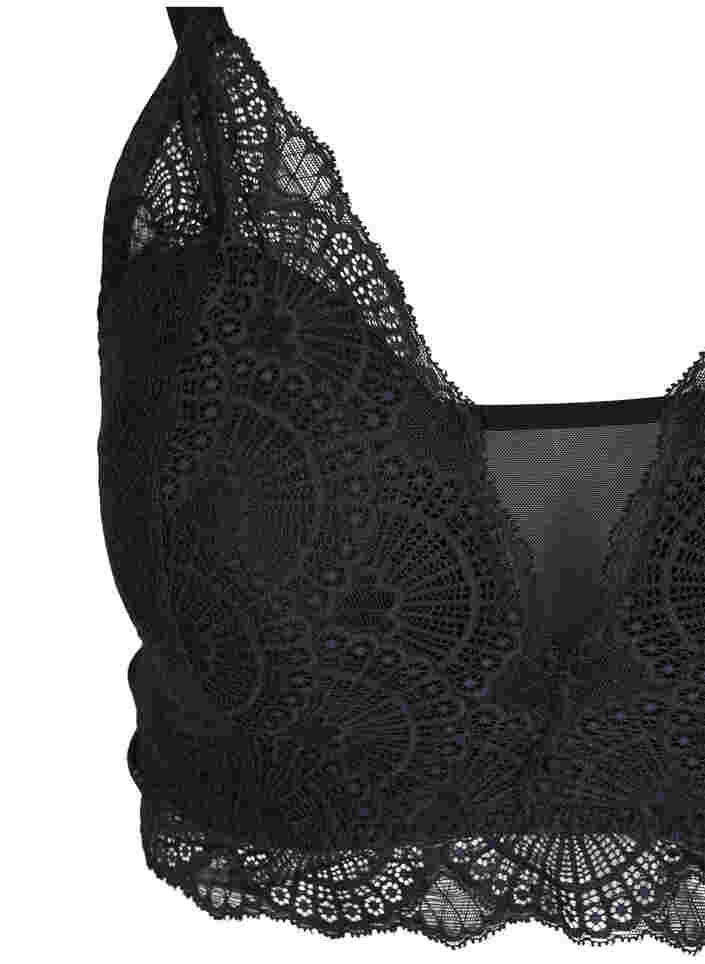Lightly padded lace bra with mesh, Black, Packshot image number 2