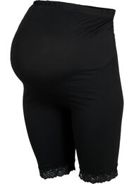 Pregnancy bike shorts with lace trim, Black, Packshot