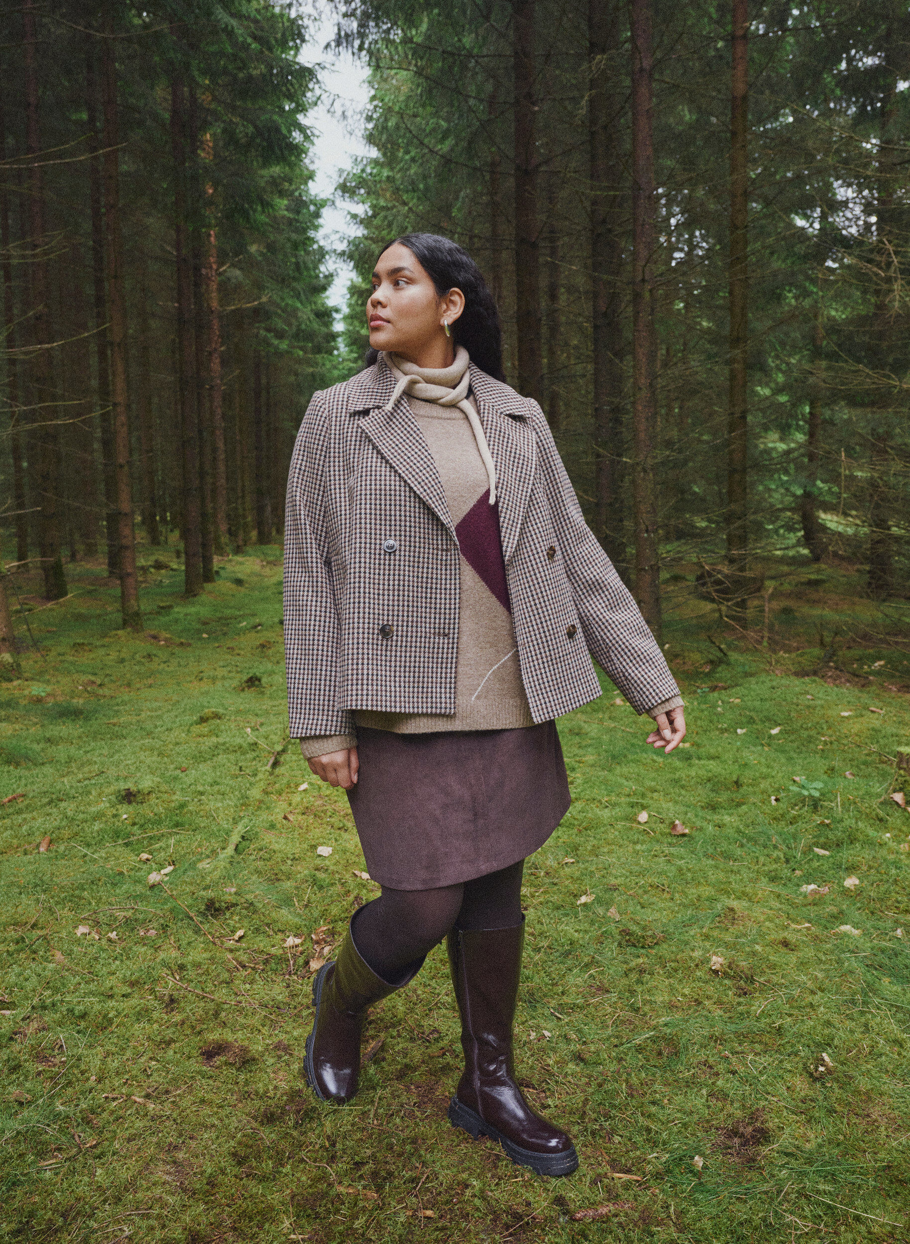ZizzifashionKnit with harlequin pattern, Brown, Image image number 0