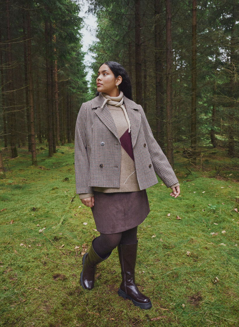 Knit with harlequin pattern, Brown, Image image number 0
