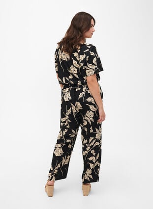FLASH - Pants with print and pockets, Black Off White Fl., Model image number 1