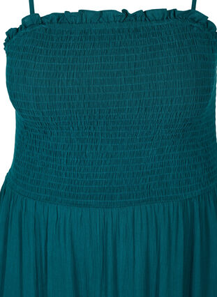 Viscose smock beach dress with embroidery anglaise, Deep Teal, Packshot image number 2