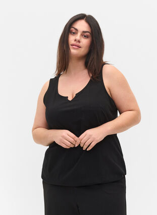 Cotton top with elasticated band in the bottom, Black, Model image number 0