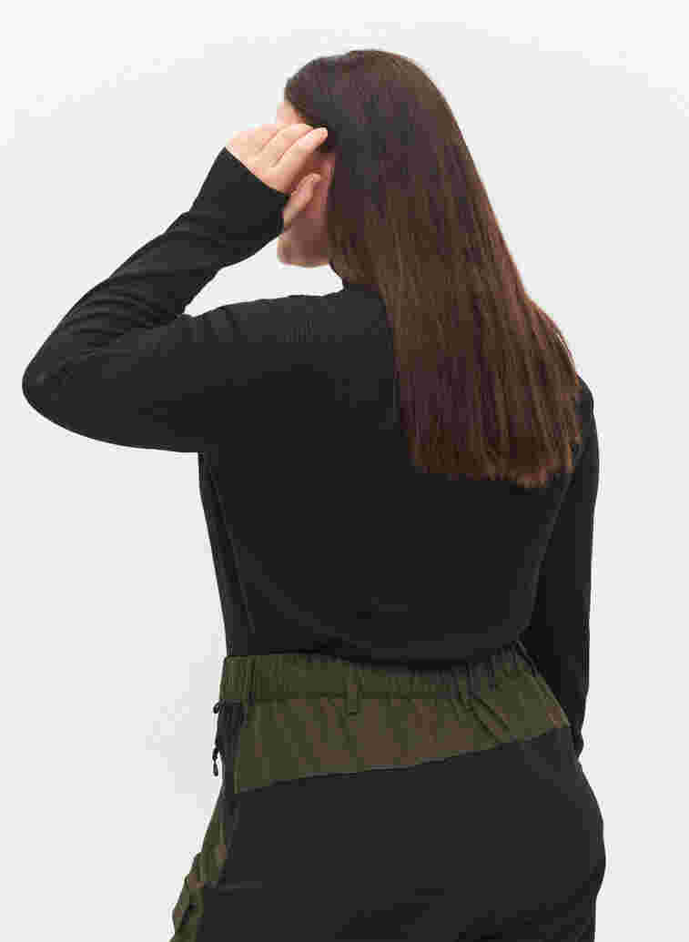 Bamboo knitted top with high neck and zip, Black, Model image number 1