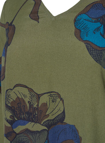 Long sleeved viscose blouse with floral print	, Green Big Flower, Packshot image number 2