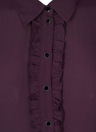 Viscose shirt with buttons and frill details, Plum Perfect, Packshot image number 2