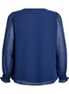Blouse with sheer sleeves and smocking, Blue, Packshot image number 1