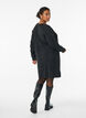 Short knitted dress with wavy hem and slits, Dark Grey, Model image number 1