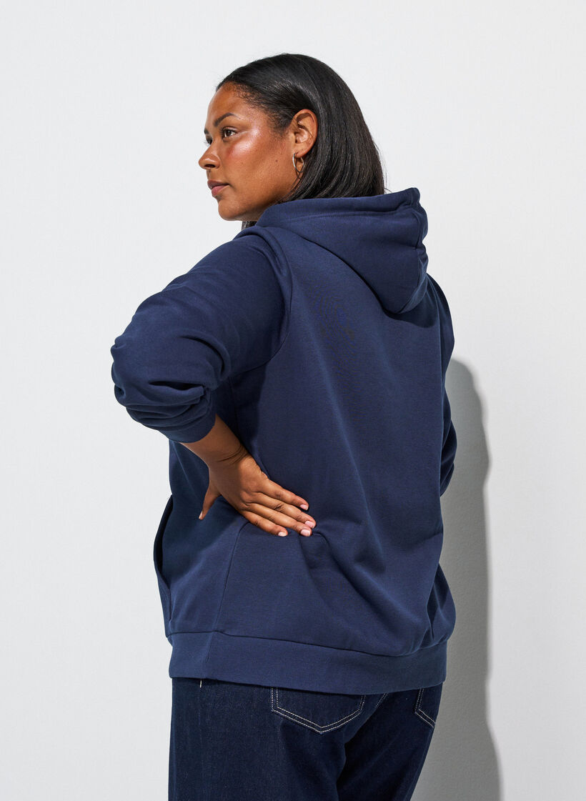 Hooded sweatshirt with a zip and pockets, Blue, Model image number 2