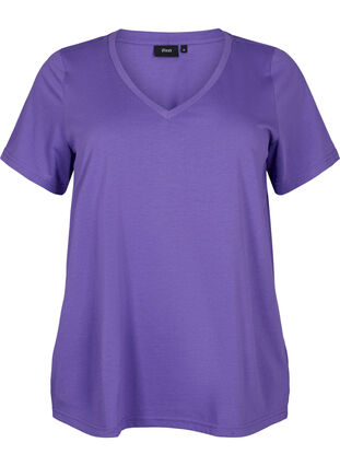 Short sleeve t-shirt with v-neckline, Ultra Violet, Packshot image number 0