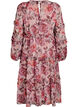 Floral midi dress with ruffle details and sheer sleeves, Rose, Packshot image number 1