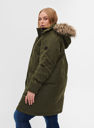 Waterproof winter jacket with removable hood, Forest Night, Model image number 1