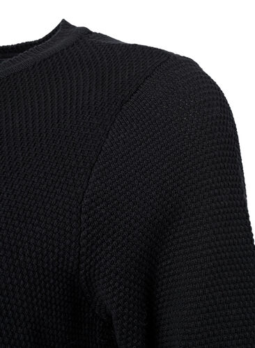 Cotton knit blouse with structure, Black, Packshot image number 2
