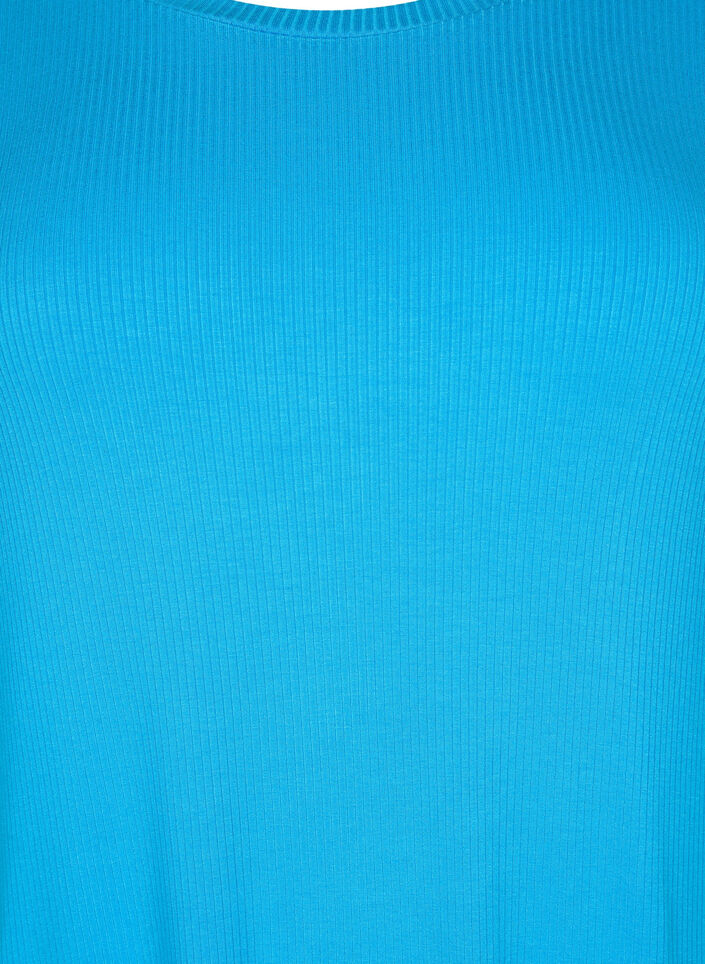 Viscose rib midi dress with short sleeves, Ibiza Blue, Packshot image number 2