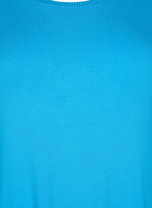 Viscose rib midi dress with short sleeves, Ibiza Blue, Packshot image number 2