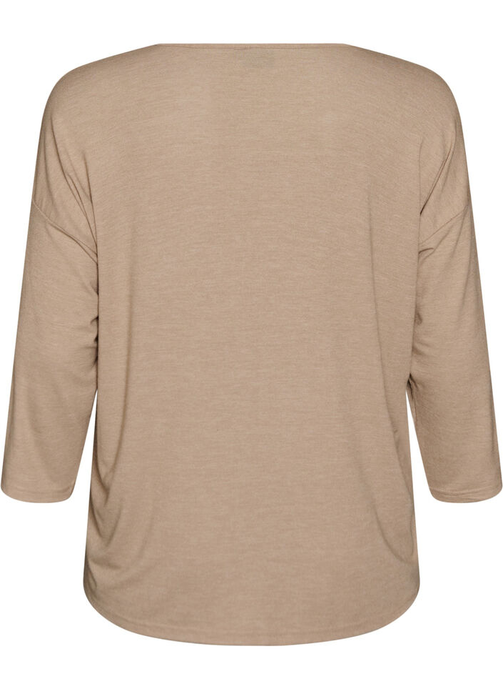 Jersey blouse with 3/4 sleeves, Beige, Packshot image number 1