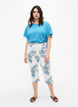 Amy high waist capri jeans with floral print, White B.AOP, Model image number 0