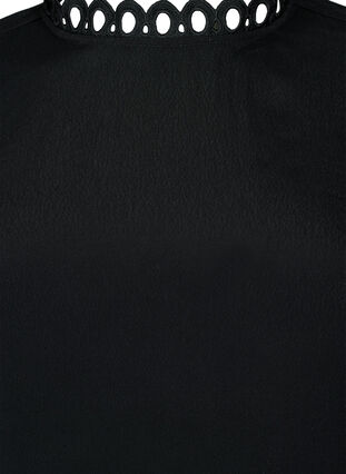 Viscose blouse with crochet sleeves, Black, Packshot image number 2