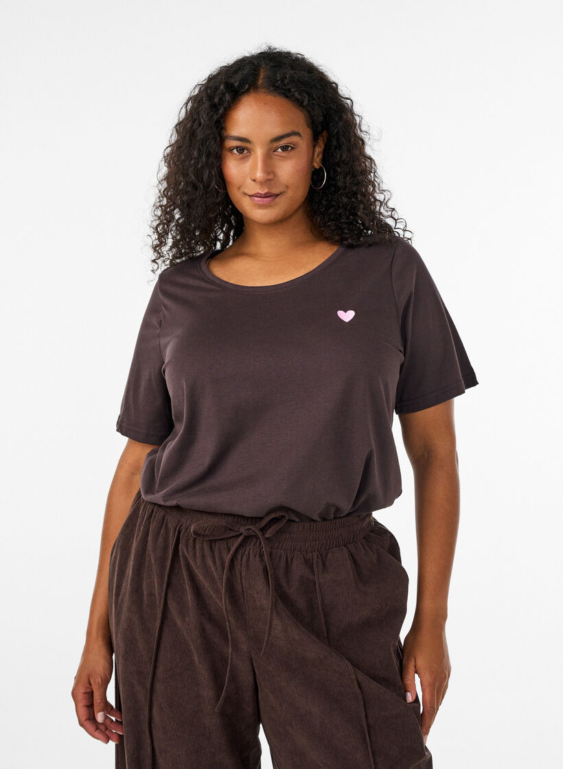 T-shirt with motif, Brown, Model image number 0