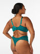 Microfiber thong with lace and regular waist, Green, Model image number 1