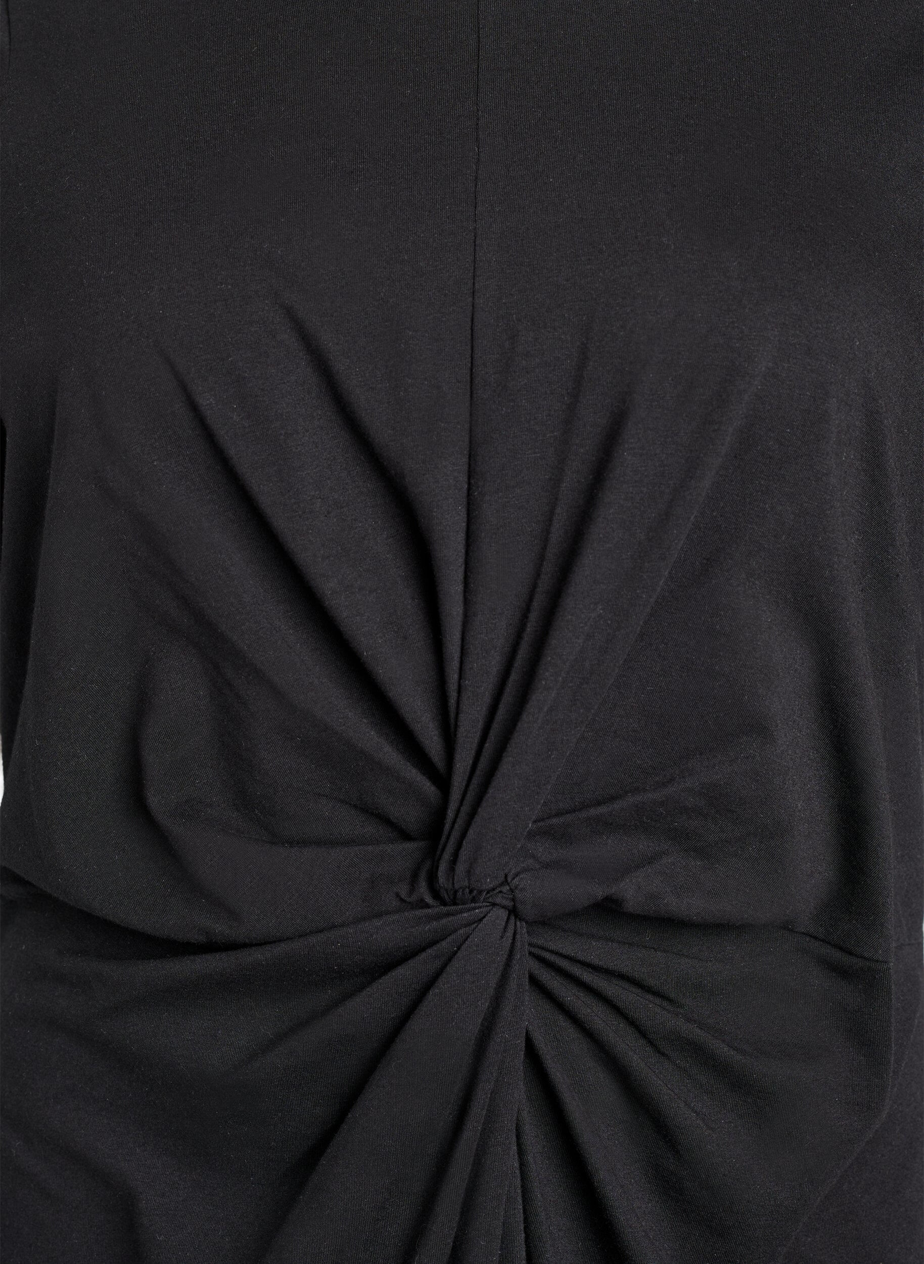ZizzifashionCotton dress with twist detail, Black, Packshot image number 2