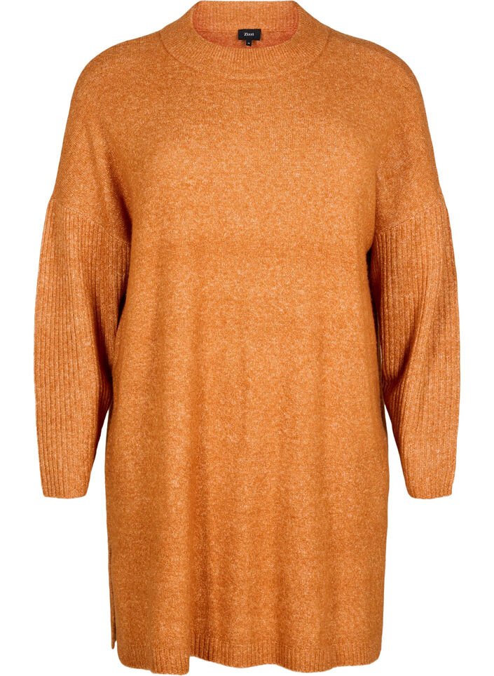 Long knitted blouse with long sleeves, Autumnal Mel., Packshot image number 0