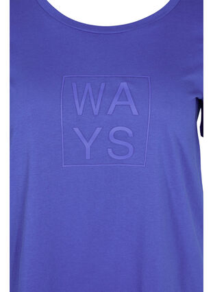 Short-sleeved cotton t-shirt with a print, Dazzling Blue WAYS, Packshot image number 2