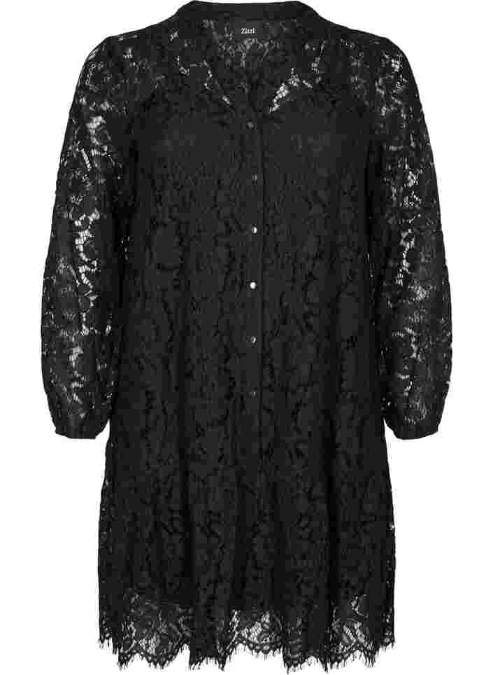 Lace dress with long sleeves, Black, Packshot image number 0