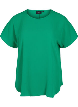 Short sleeved blouse with round neckline, Jolly Green, Packshot image number 0