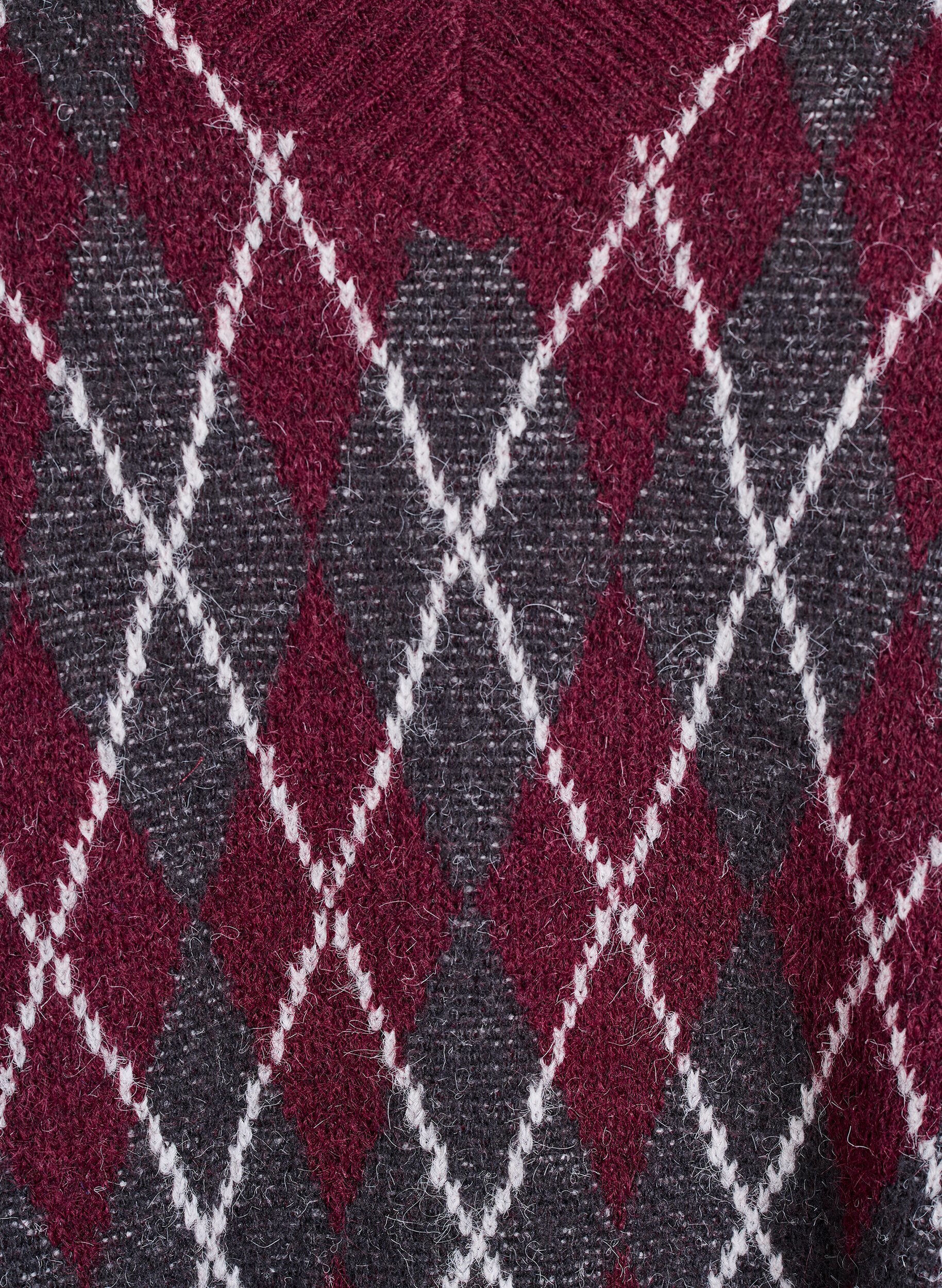 Zizzifashion Knitted vest with a v-neck and argyle pattern, Red, Packshot image number 2
