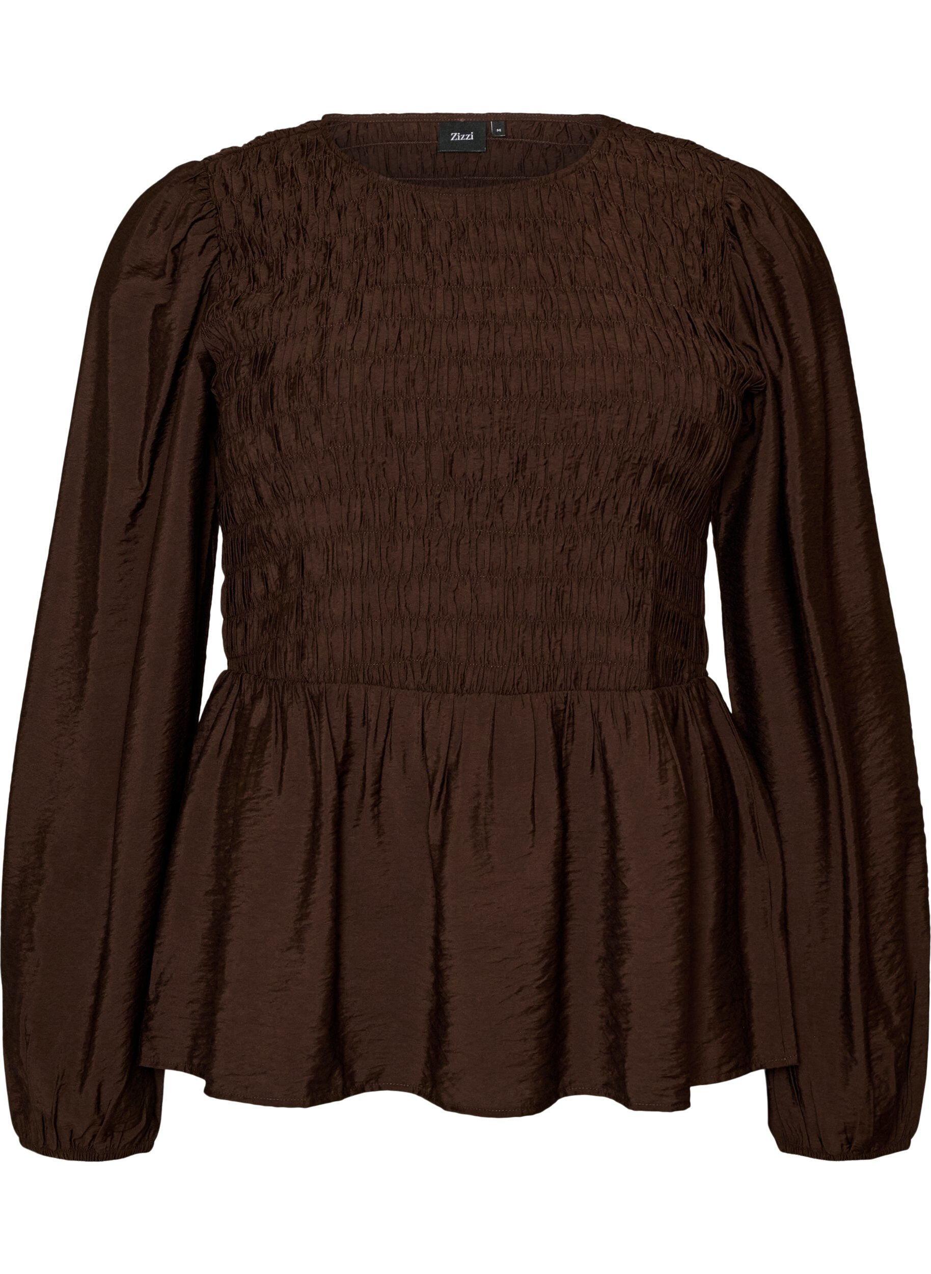 Blouse with smock and long sleeves