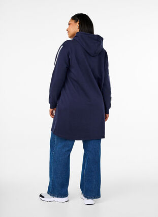 Short sweatshirt dress with hood and long sleeves - Blue - Sz. 40-64 - Zizzifashion Short sweatshirt dress with hood and long sleeves - Blue - Sz. 40-64 - Zizzifashion