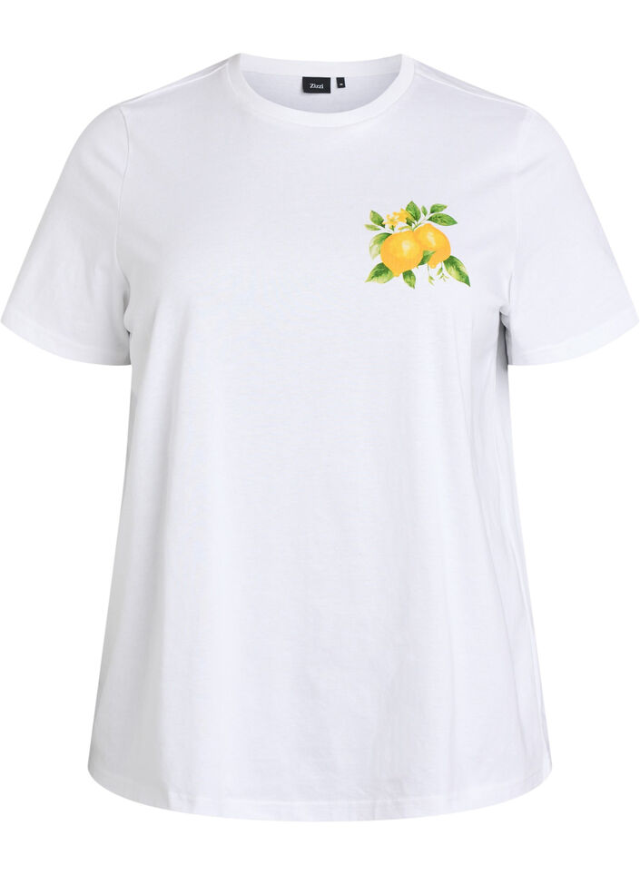 Organic cotton T-shirt with citrus print, White, Packshot image number 0
