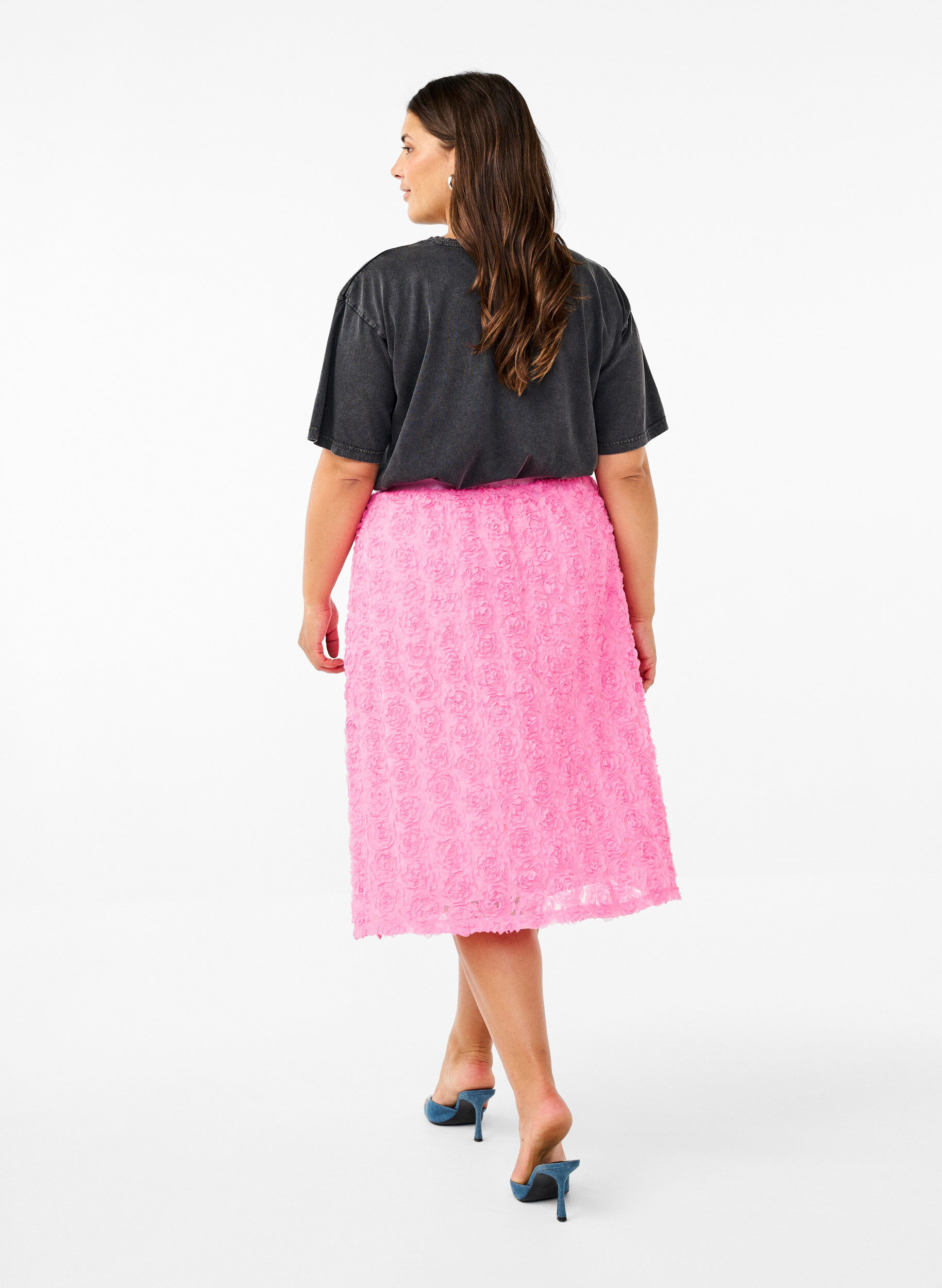 Zizzifashion Midi skirt with 3D flowers, Dianthus, Model image number 1
