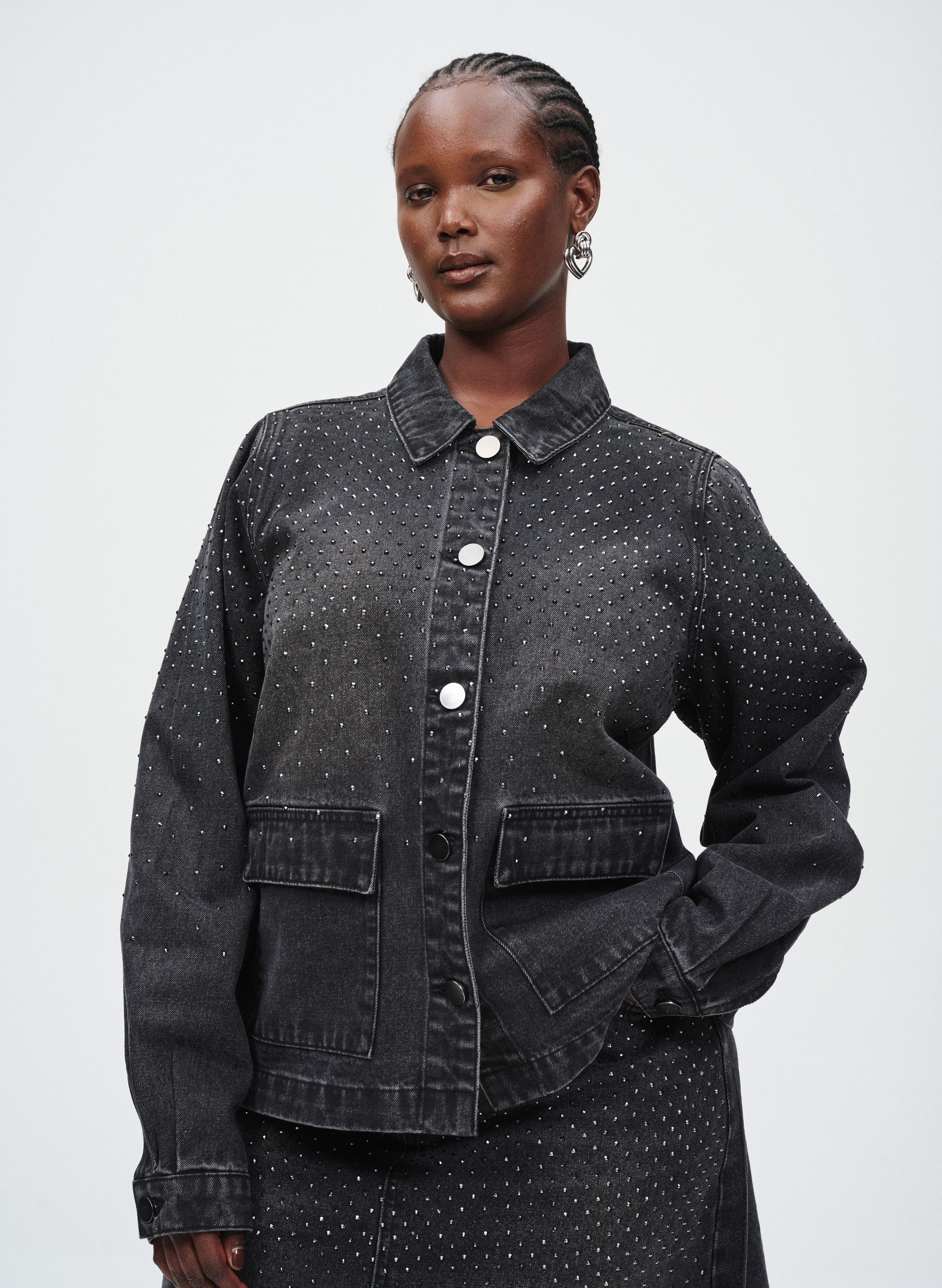 Zizzifashion Denim with stone detailing, , Model