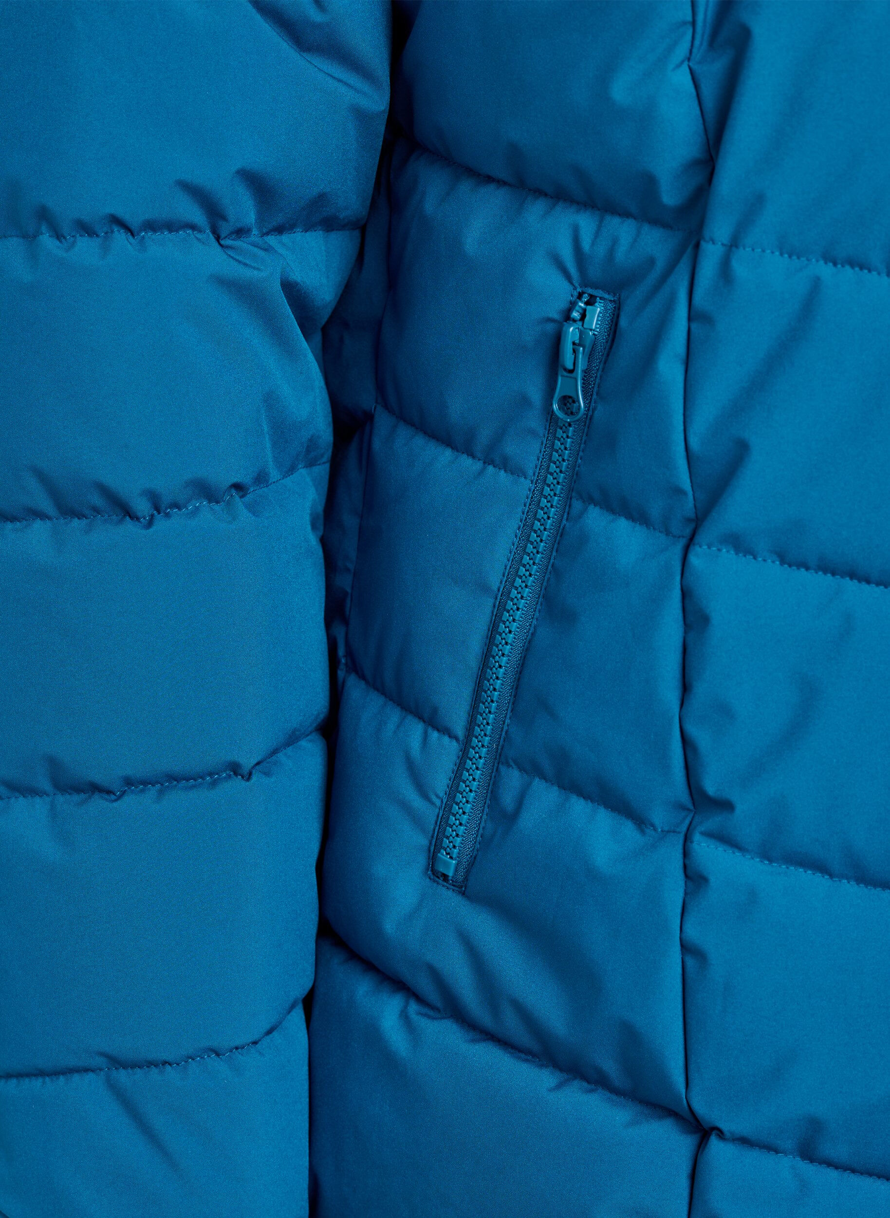ZizzifashionShort puffer jacket with hood, Petrol, Packshot image number 3