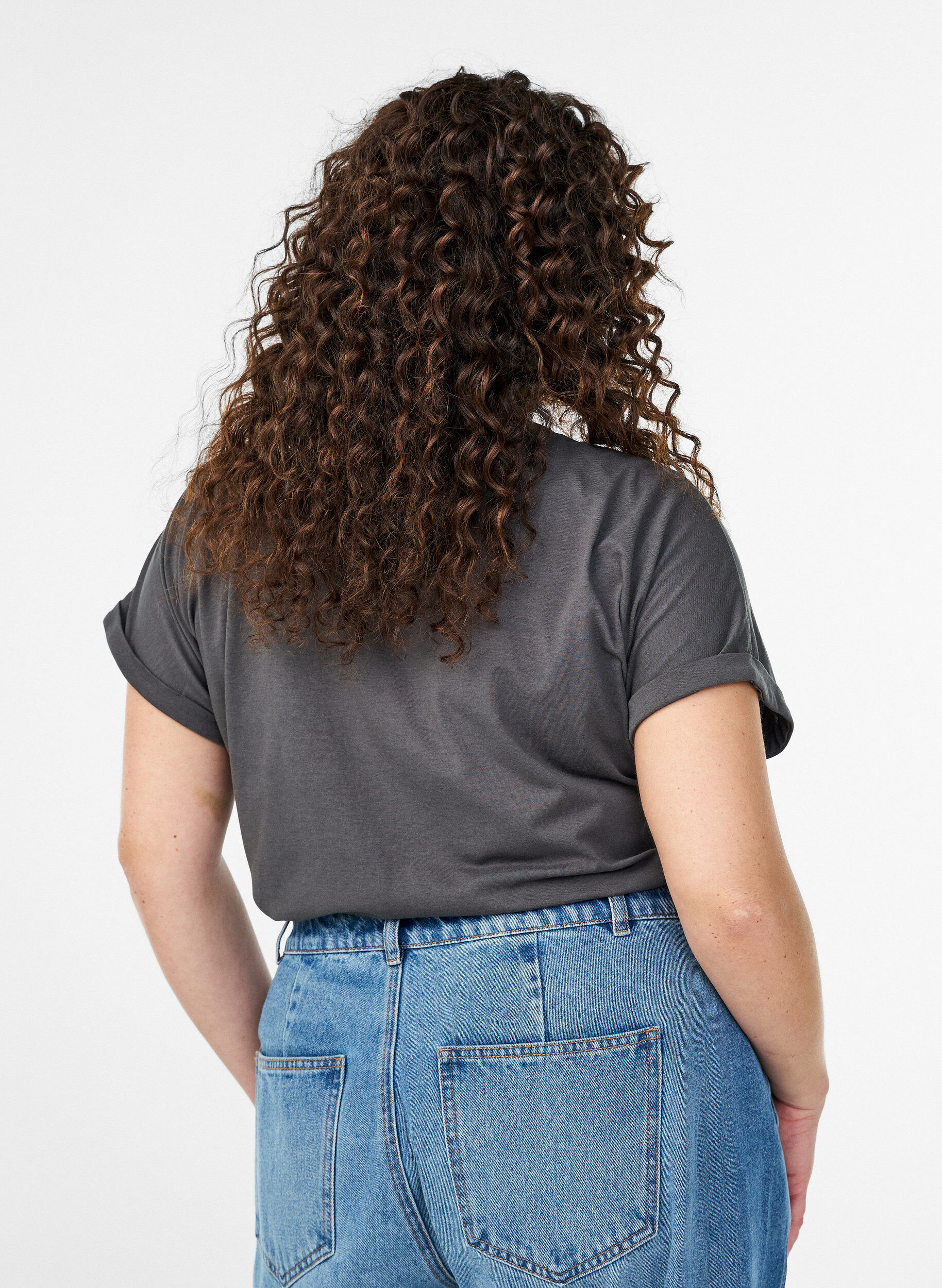 Zizzifashion Short-sleeved t-shirt in a cotton blend, Dark Grey, Model image number 2