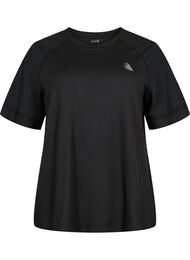 Short-sleeved training t-shirt with round neck, Black, Packshot