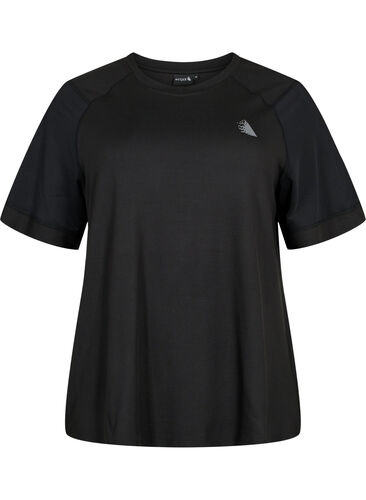 Short-sleeved training t-shirt with round neck, Black, Packshot image number 0