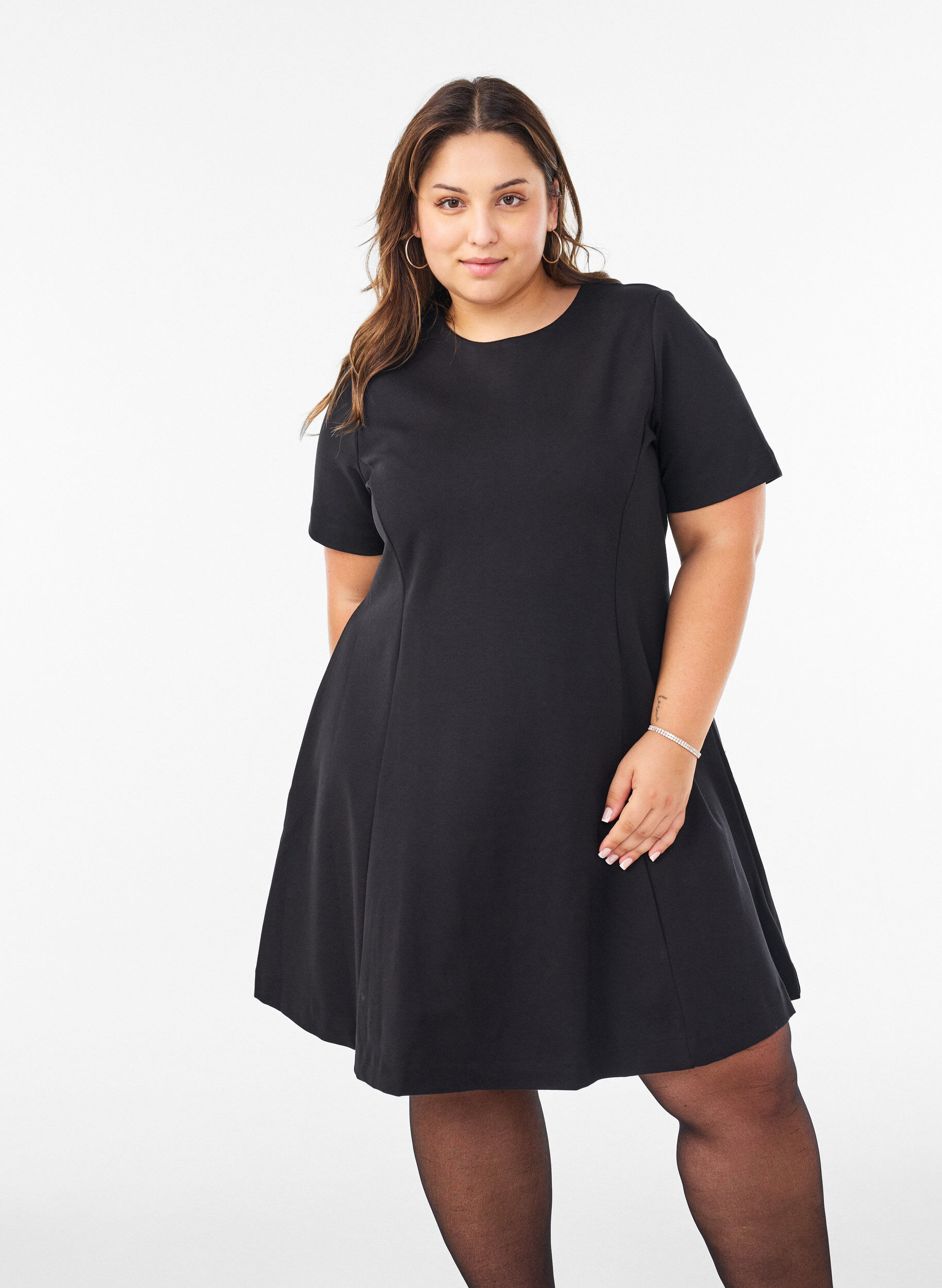 ZizzifashionShort A-line jersey dress, 0199, Model image number 0