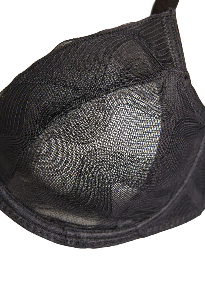 Full cover bra in mesh with wave pattern, Black, Packshot