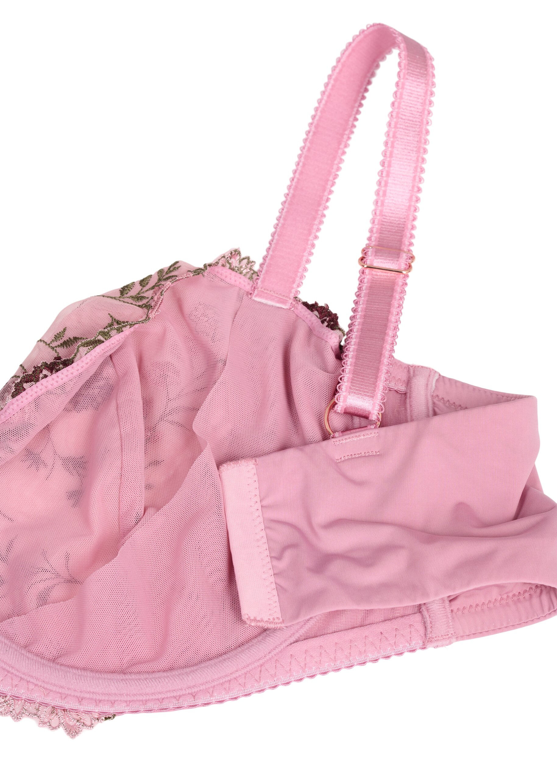 Zizzifashion Balconette bra with embroidered flowers, Rose, Packshot image number 3