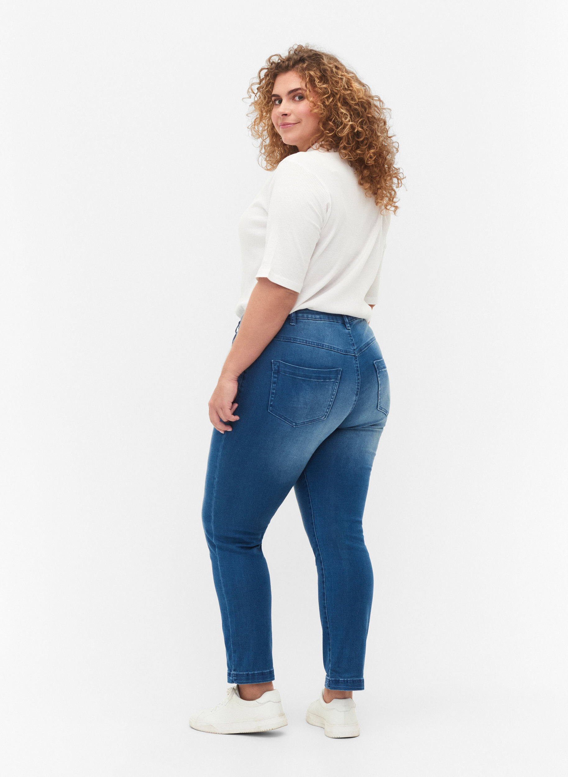 Zizzifashion Slim fit Emily jeans with normal waist, Light Blue, Model image number 1