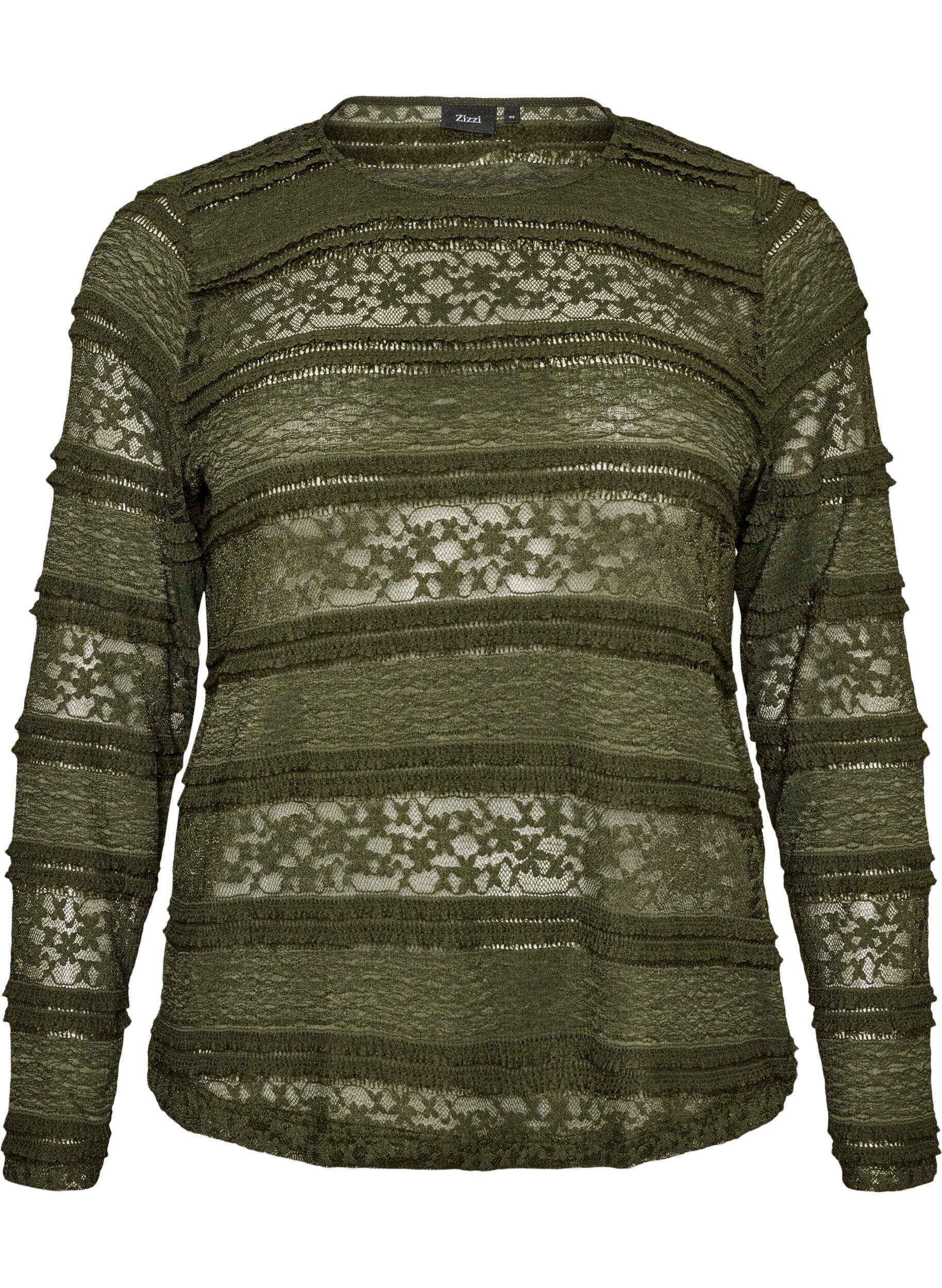 ZizzifashionLace blouse with long sleeves, Green, Packshot image number 0