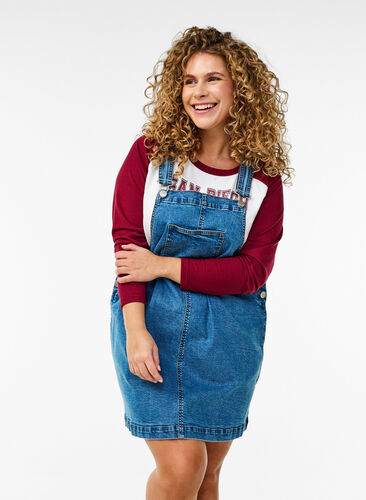 Denim dungaree dress - Blue - Sz. S - Zizzifashion Denim dungaree dress - Blue - Sz. S - Zizzifashion