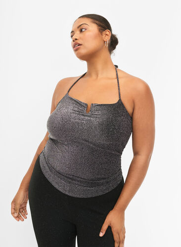 Silver sleeveless top, Black Silver, Model image number 0