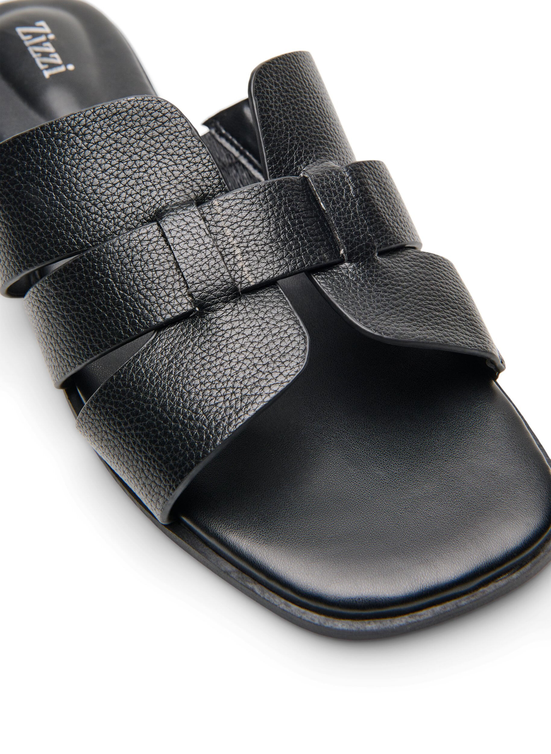 Zizzifashion Sandal with wide straps and a square toe, Black, Packshot image number 3