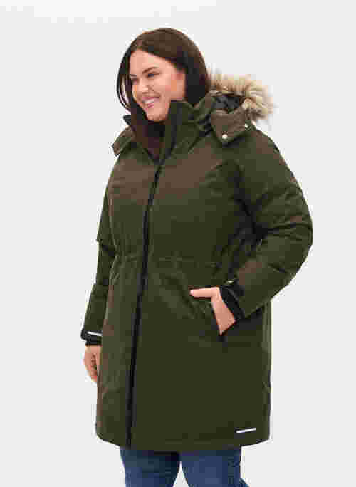 Waterproof winter jacket with detachable hood